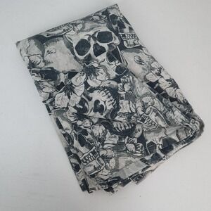 Christian Lacroix Gothic Tablecloth 60" x 77" Halloween Skull Flower Black Grey